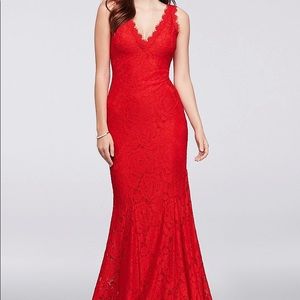 ALL OVER LACE ELEGANT RED PROM DRESS